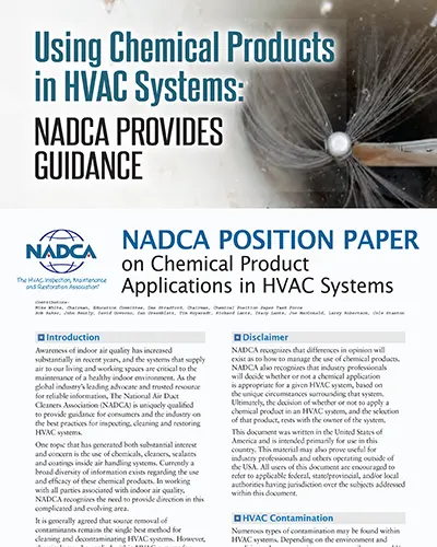 NADCA White Paper on Chemical Applications